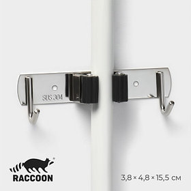 Держатель для швабры и метлы Raccoon, с крючками, 3.8×4.8×16 см