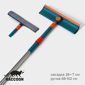 Щётка для окон Raccoon, телескопическая ручка 68 (102) см, насадка из микрофибры 28×7 см