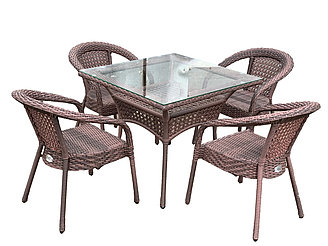 Комплект садовой мебели DECO 4 с квадратным столом (коричневый)