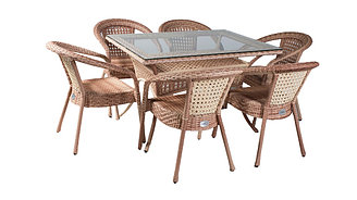 Комплект мебели DECO 6 с прямоугольным столом (капучино)