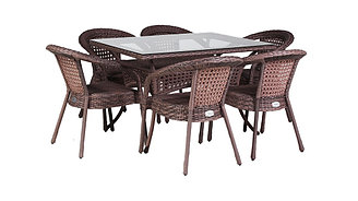 Комплект мебели DECO 6 с прямоугольным столом коричневый