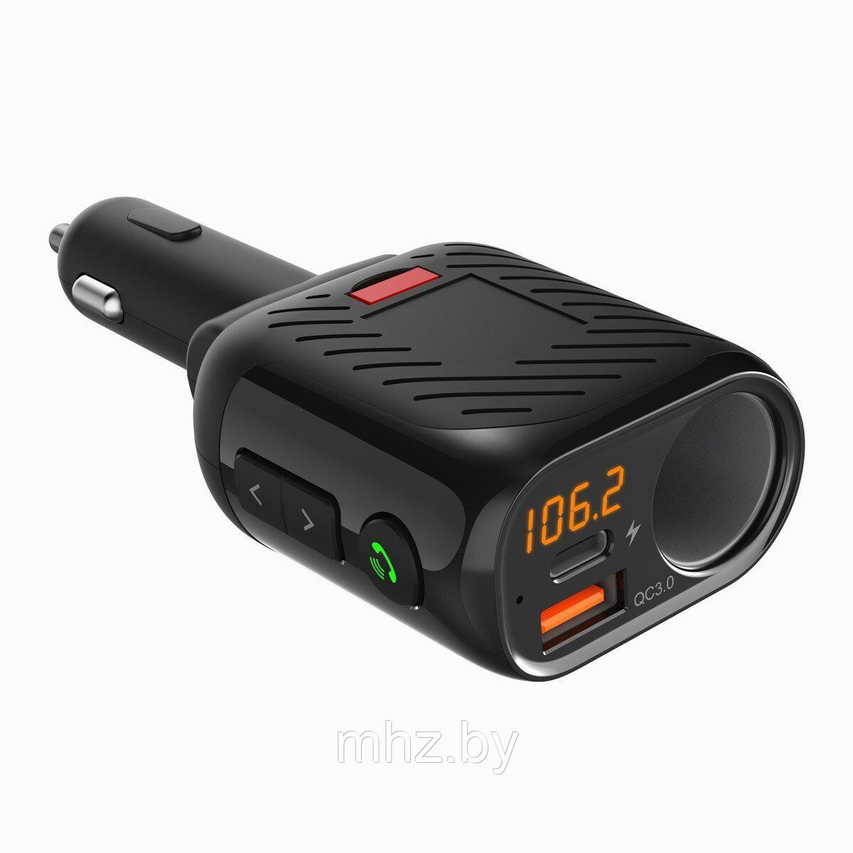 Автомобильный FM-трансмиттер Bluetooth 5.3 Eplutus FB-22 / QC 3.0 18W / PD 20W / USB +Type-C+прикуривателя
