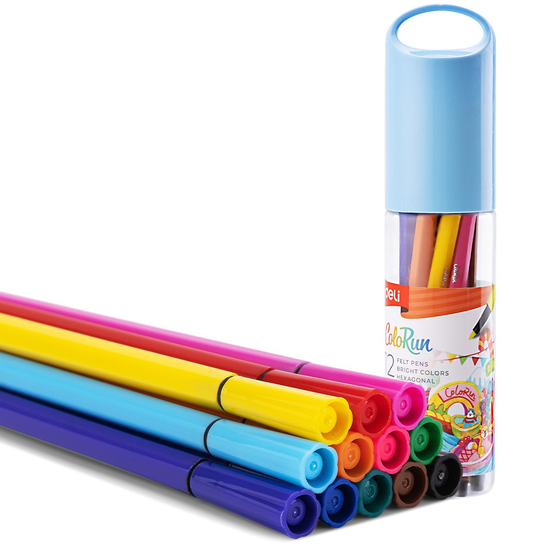 Фломастеры DELI ColoRun 12 цветов в тубе (цена с НДС)
