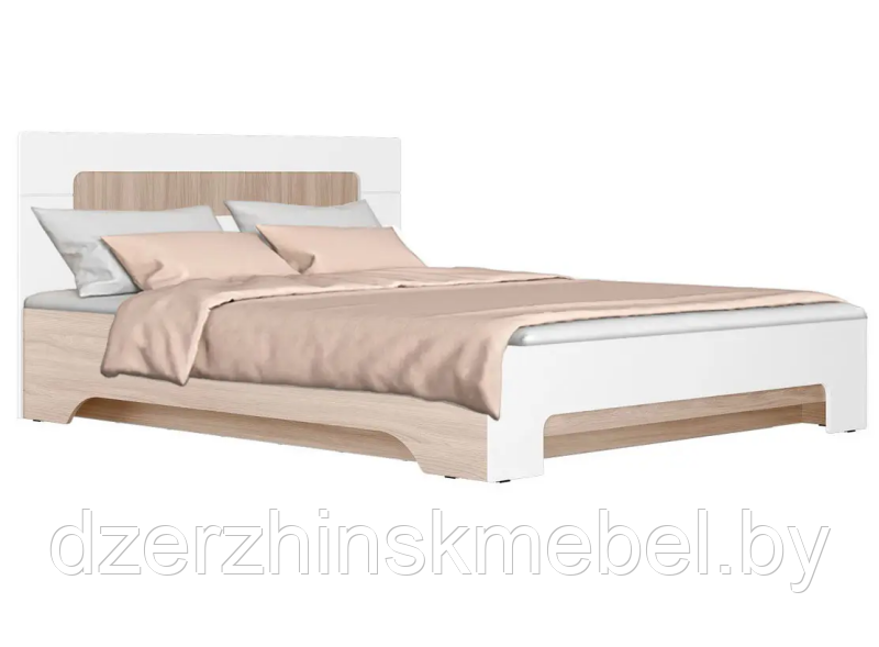 Кровать 1,4м с ПМ Палермо-3 КР-003 ясень шимо светлый/белый глянец