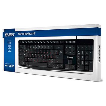 Клавиатура SVEN KB-S305, проводная, USB, чёрная. Цена без учета НДС 20%
