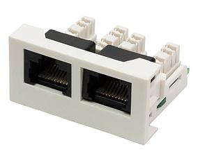 LANMASTER LAN-WA-LP-2x45/6-WH Вставка Mosaic 22.5x45 2xRJ45 Cat.6, белая