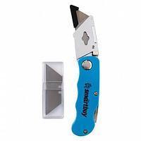 Строительный нож, трапециевидное лезвие, складной, 5 сменных лезвий, Smartbuy Tools