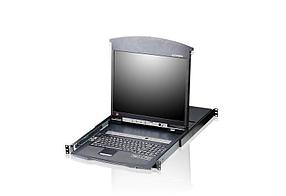 КВМ консоль ATEN 8P CAT-5 HIGH DENSITY DUAL RAIL LCD KVM. (KL1508AM-AXA-RG)