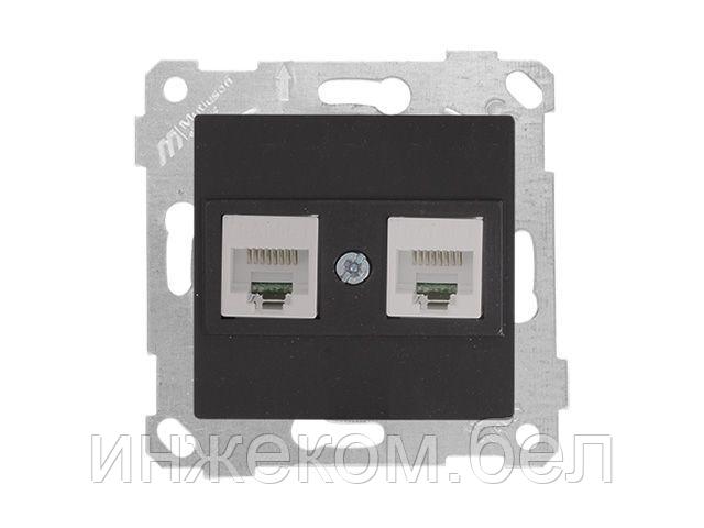 Розетка компьютерная 2xRJ45 (Cat5e, скрытая, без рамки) черная, RITA, MUTLUSAN
