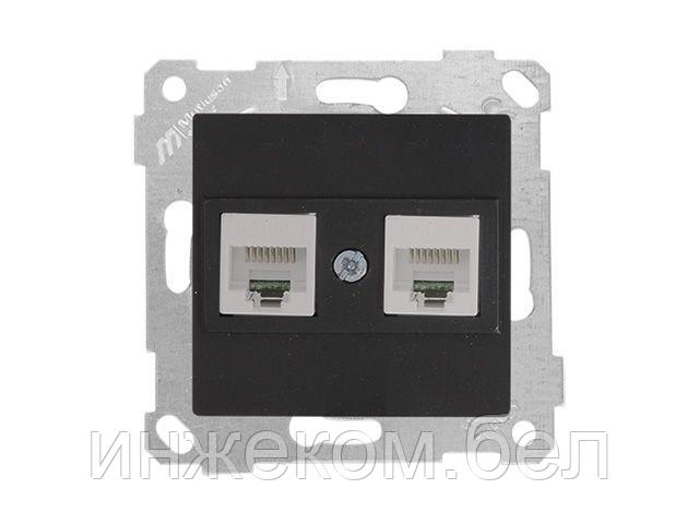 Розетка компьютерная 2xRJ45 (Cat6, скрытая, без рамки) черная, RITA, MUTLUSAN