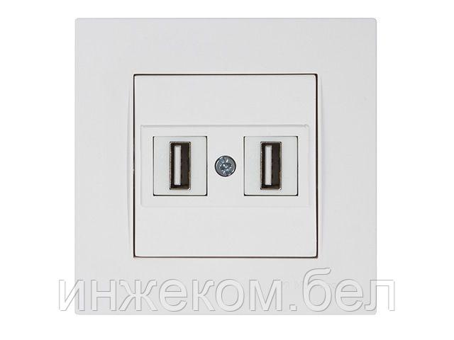 Розетка компьютерная 2хUSB (скрытая) белая (не для зарядки) RITA, MUTLUSAN (2xUSB 2.0 для передачи данных,