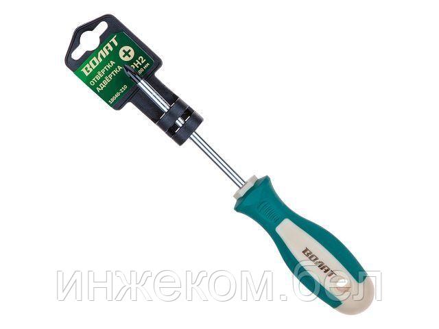 Отвертка "+" №2 100мм PH ВОЛАТ (крестовая Phillips, двухкомп. рукоятка)