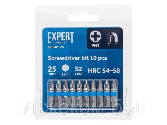 Насадка крестообразная PH1 25мм 10шт EXPERT STARTUL (SE8501-25) (бита Phillips магнитная)