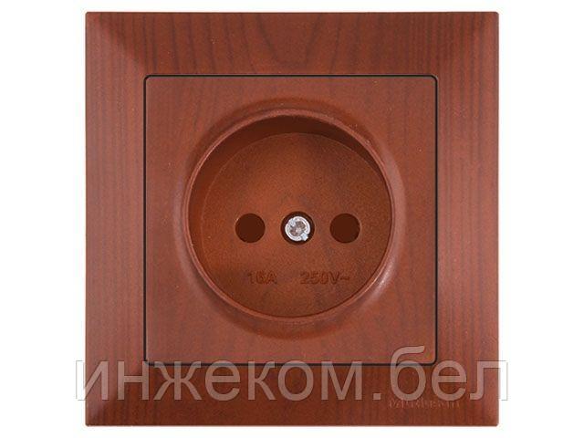 Розетка 1-ая (скрытая, б/з, шторки) вишня, DARIA, MUTLUSAN (16 A, 250 V, IP 20)