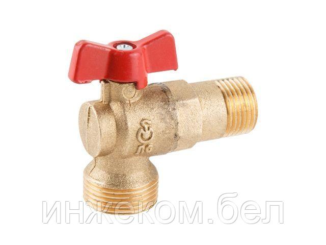 Кран шаровый угловой 1/2" х 3/4" для стир. машины PN1,6 МПа, 11Б27п17, Цветлит (ЦРБ0122)