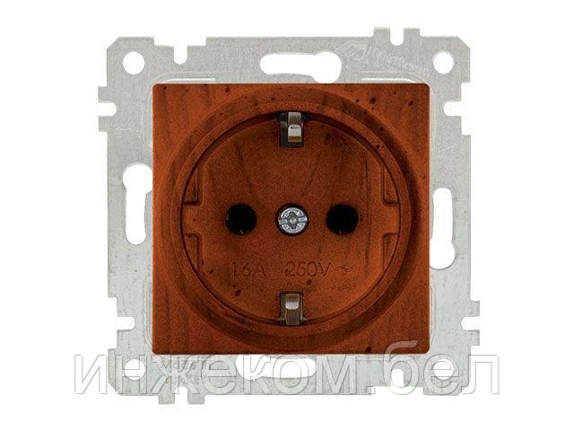 Розетка 1-ая (скрытая, без рамки, с/з) вишня, RITA, MUTLUSAN (16 A, 250 V, IP 20)