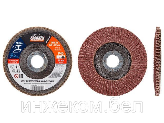 Круг лепестковый 125х22мм P60 конич. GEPARD (GP5015-60) (конический КЛТ-2)