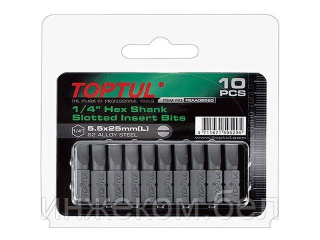 Насадка шлицевая 0,6х4,5х25мм 10шт блистер TOPTUL