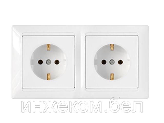 Розетка 2-ая (скрытая, с/з) белая, Стиль, Bylectrica