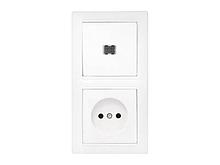 Блок выкл. 1 клав. + розетка (скрытая, б/з) со световой индикацией, белая, Стиль, BYLECTRICA