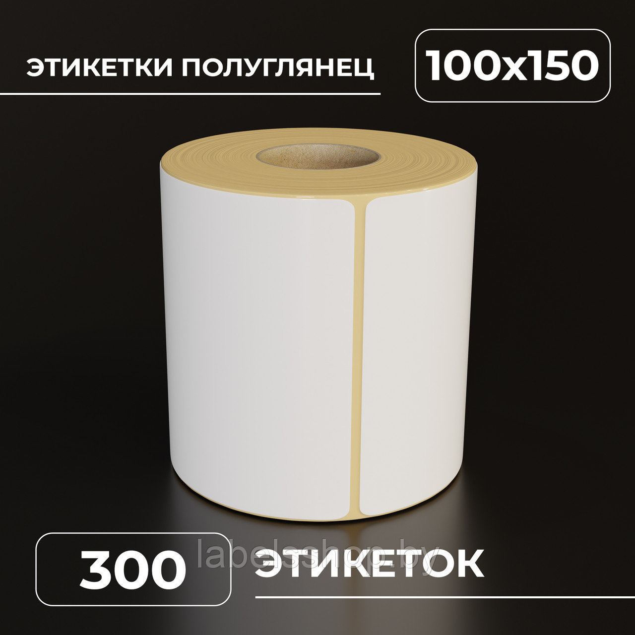 Термотрансферные самоклеящиеся этикетки 100х150 мм, п/гл, цвет белый, втулка 40 мм - 300 этикеток в ролике.