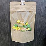 Пакет дой-пак крафт 130мм*205мм, окно 100мм, закругленные углы + еврослот 50штук, фото 2