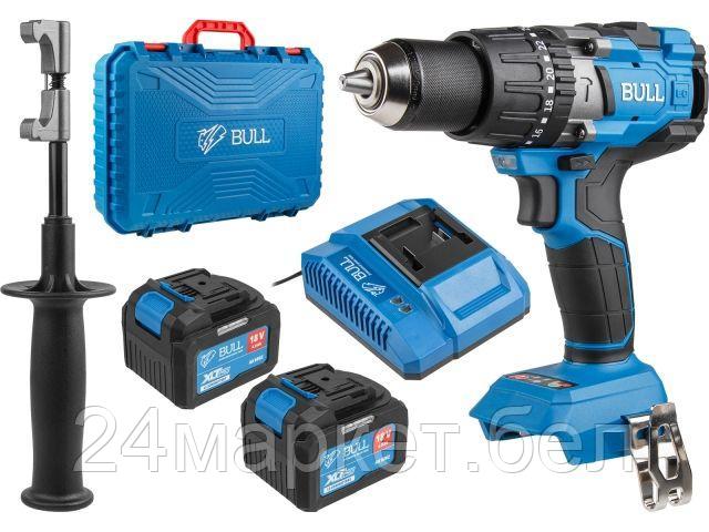 Аккум. дрель-шуруповерт BULL SR 1805 в чем. XLTpro, 2х6 А*ч, БЕСЩЕТ., 18 В, 120 Н*м, БЗП(мет.) 13 мм (Доп.