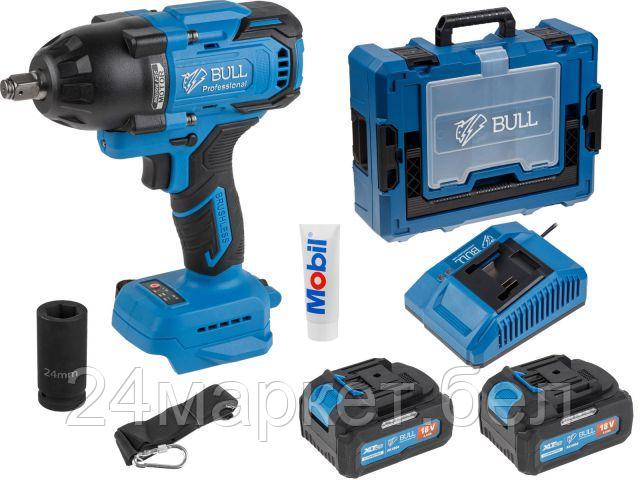 Аккум. ударный гайковерт BULL SC 1807 Xcase, XLTpro, БЕСЩЕТ., 18 В, 750 Н*м, 1/2", 2х4 А*ч, з/у 4 А (вес 2,24