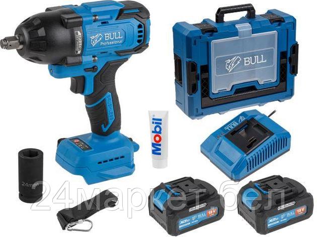 Аккум. ударный гайковерт BULL SC 1807 Xcase, XLTpro, БЕСЩЕТ., 18 В, 750 Н*м, 1/2", 2х4 А*ч, з/у 4 А (вес 2,24, фото 2