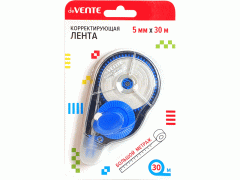 Корректирующая лента "deVENTE" 5 ммx30 м, синий полупрозрачный корпус, боковой аппликатор, в картонном