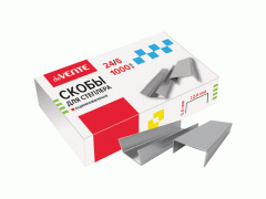 Скобы для степлера "deVENTE" 24/6 1000 шт в картонной коробке, оцинкованные, 4141304