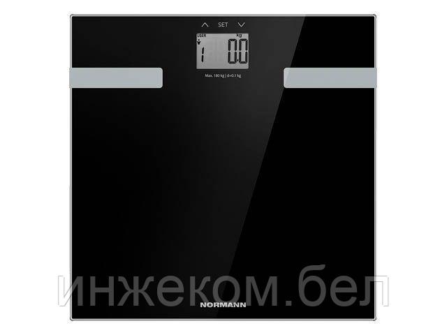 Весы напольные ASB-473 NORMANN (180 кг, стекло 6 мм, дисплей 50х35 мм, изм-ние уровня воды,жира, мышечной