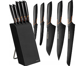 Набор ножей 5 шт. с деревянным черным блоком Edge Fiskars 1003099