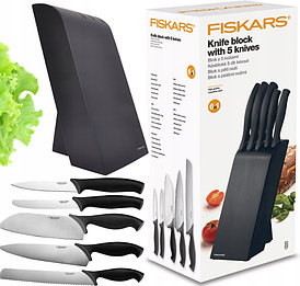 Набор ножей 5 шт. с деревянным черным блоком Fiskars Control 1073023