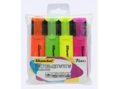 Набор текстовыделителей Silwerhof Blaze 108036-00 скошенный пиш. наконечник 1-5мм 4цв. пакет с европодвесом