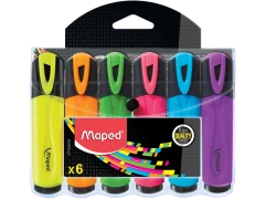 Набор текстовыделителей FLUO PEP S CLASSIC, пишущий узел 1-5мм, 6 цв., (Maped), арт. 742557