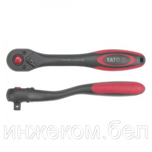 Ключ трещоточный для головок 3/8" 72T изогнутый с пластковым покрытием CrV "Yato"
