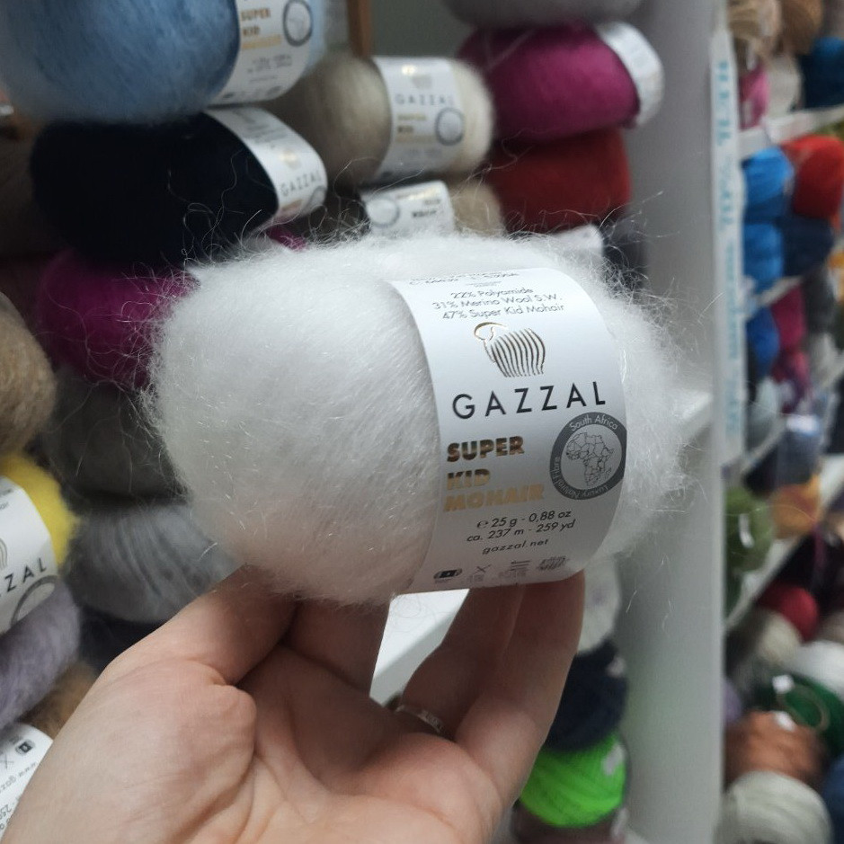 Пряжа Gazzal Super Kid Mohair цвет 64439 белоснежный