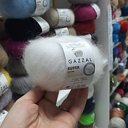 Пряжа Gazzal Super Kid Mohair цвет 64439 белоснежный