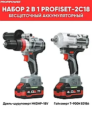 Набор аккумуляторных инструментов ProfiPower ProfiSet-2С18 (шуруповерт 90Нм, гайковерт 900Нм 2 АКБ 4 Ач) E0221