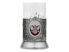 Подстаканник с хрустальным стаканом и ложкой РОССИЙСКИЙ-М, серебристый/прозрачный, фото 3