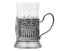 Подстаканник с хрустальным стаканом и ложкой РОССИЙСКИЙ-М, серебристый/прозрачный, фото 2