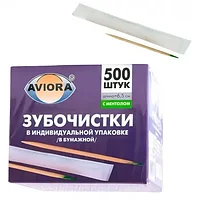 Зубочистки дерев.бамбуковые в индивид.упаковке с ментолом (500 шт)