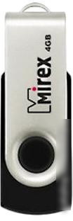 USB Flash Mirex SWIVEL RUBBER BLACK 4GB (13600-FMURUS04)