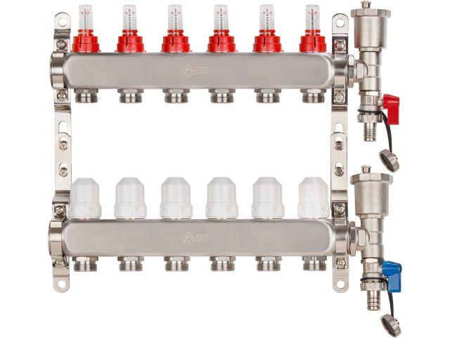 Коллекторная группа AVE136, 6 вых., AV Engineering (Для теплого пола и водоснабжения)