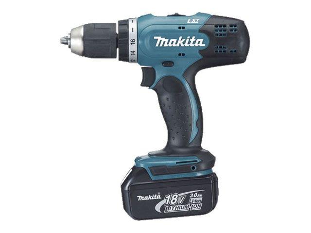 Аккумуляторный АКБ Шуруповерт Дрель ударный MAKITA LXT DHP 453 SYE в кейсе (18.0 В, 2 акк., 1.5 А/ч Li-Ion, 2