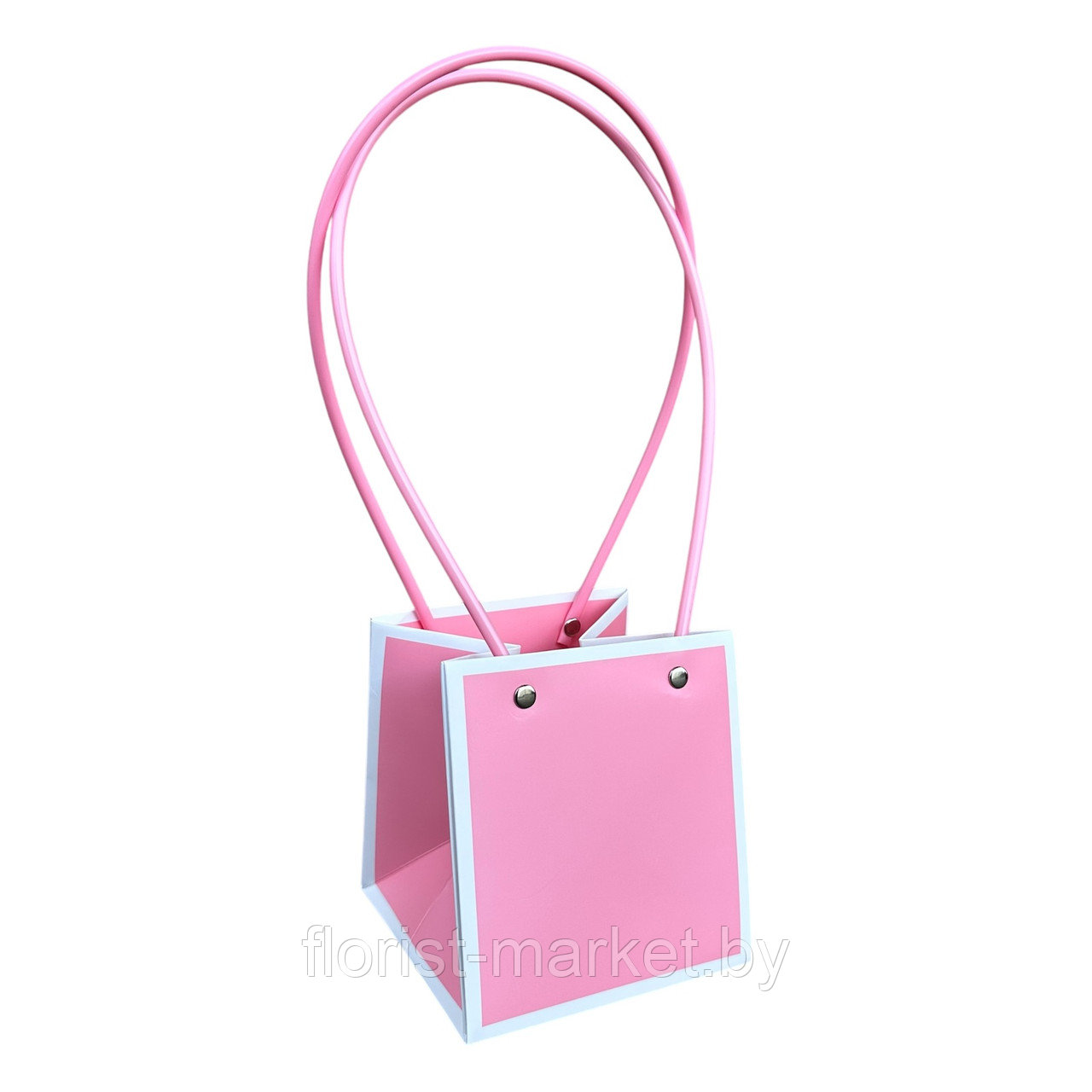 Пакет для цветов "Мастхэв с белой окантовкой", 12,5*11,5*12,5 см, спелый персик