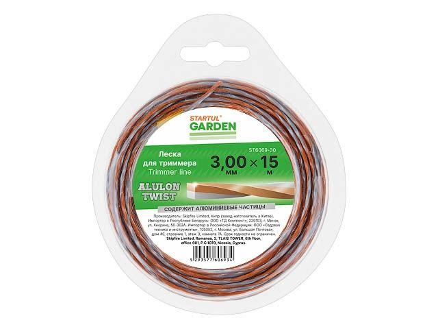 Леска для триммера ф 3.0 мм х 15 м витой квадрат сеч. ALULON TWIST STARTUL (СТАРТУЛ) GARDEN