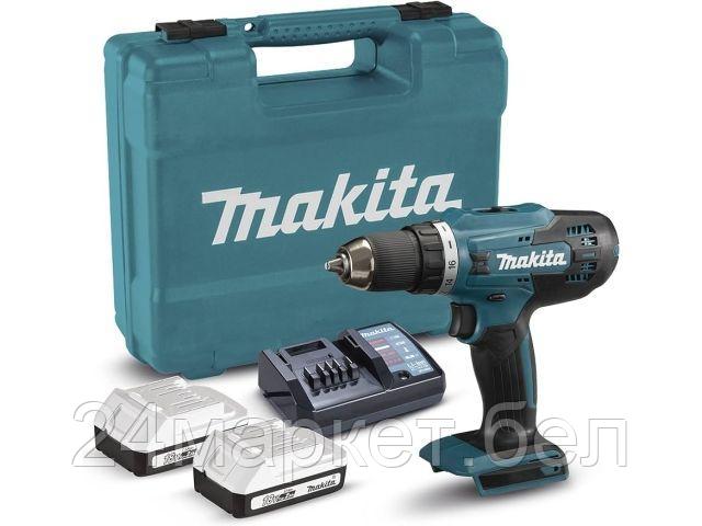 Аккум. шуруповерт MAKITA DF488D004 в кейсе (18.0 В, 2 акк., 2.0 А/ч Li-Ion, 2 скор., 42 Нм, шурупы до 13 мм,