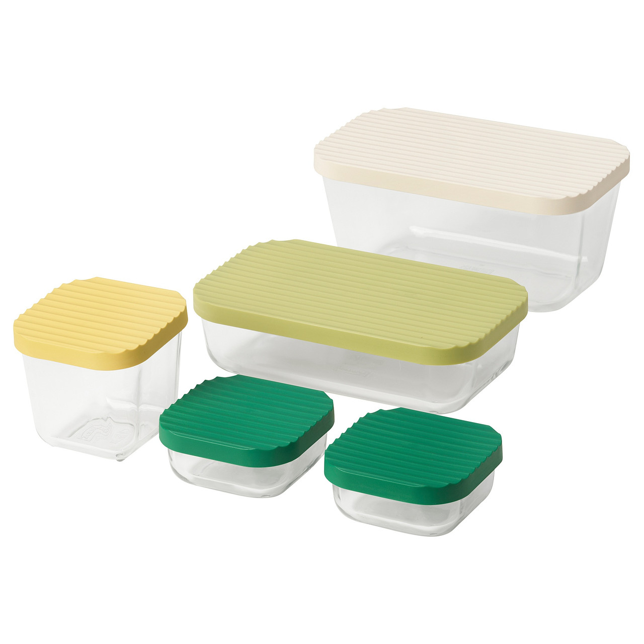 IKEA/ ХАВСТОБИС контейнер для продуктов+крышка, 5 шт., прозрачный/разноцветный